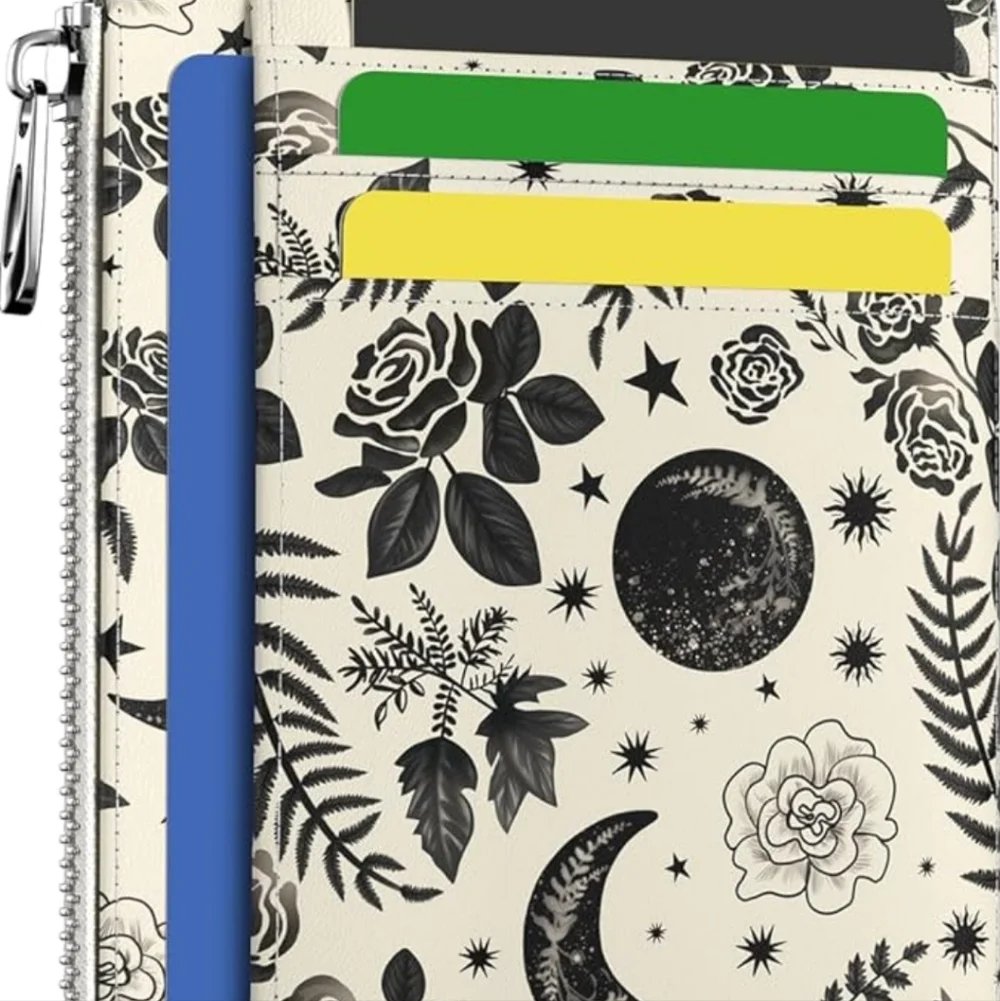 Floral Moon Card Holder Wallet